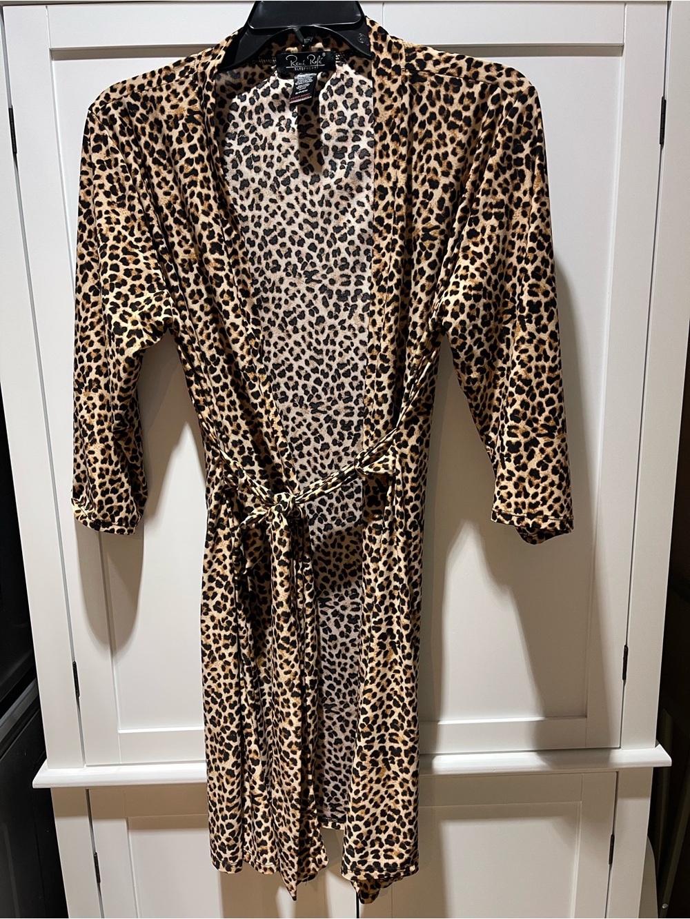 Rene Rofe women’s Leopard Print Pajama Robe - Tan/Black